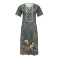 thumbnail image 5 of Dyegold Sundresses for Women Casual Beach - Womens Summer Dresses V-Neck Short Sleeve Vintage Floral Print Plus Size Maxi Sun Dress ​Summer Beach ​Holiday ​Dresses, 5 of 5