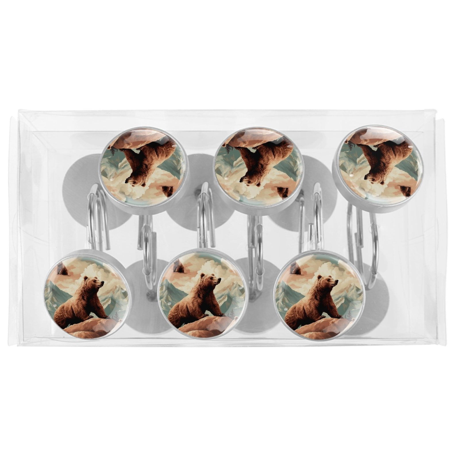 HemaKayy 12 Pcs Decorative Shower Curtain Hooks - Stainless Steel Rings for Bathroom Decor - Easy Glide & Secure Hold - Perfect Decoration for Bathroom Shower Rods - Animal Bear