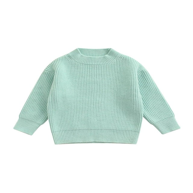 Chandail Unisexe pour Garçons et Filles, Couleur Unie, Col Rond, Manches Longues, Tricoté, Gris 2-3 Ans