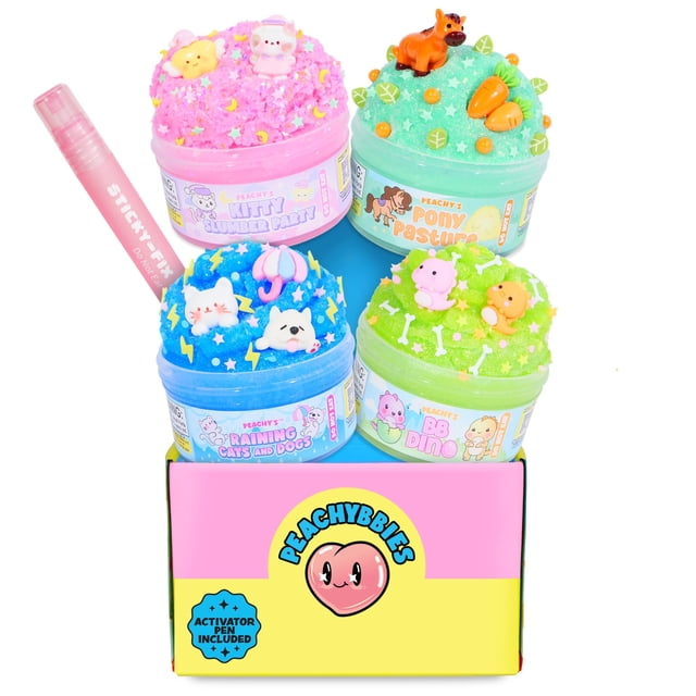 Slime Peachybbies Peachy’s Pets Mini-Bundle de 4 piezas para niños de 5+
