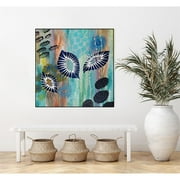 Giant Art Canvas  30x30 Flowers of the sea 34 Framed in Green