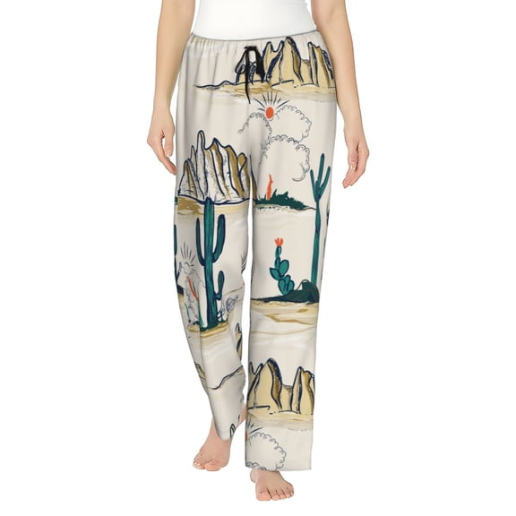 Arizona Artwork Desert Cactus Succulents Women'S Pajama Pants Drawstring Pj Bottoms Pants With Pockets Small