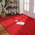 thumbnail image 5 of Softlife Stylish Soft Shaggy Velvet Carpet for Living Room/Bedroom, Fluffy Rugs, 5' x 8' , Red, 5 of 7