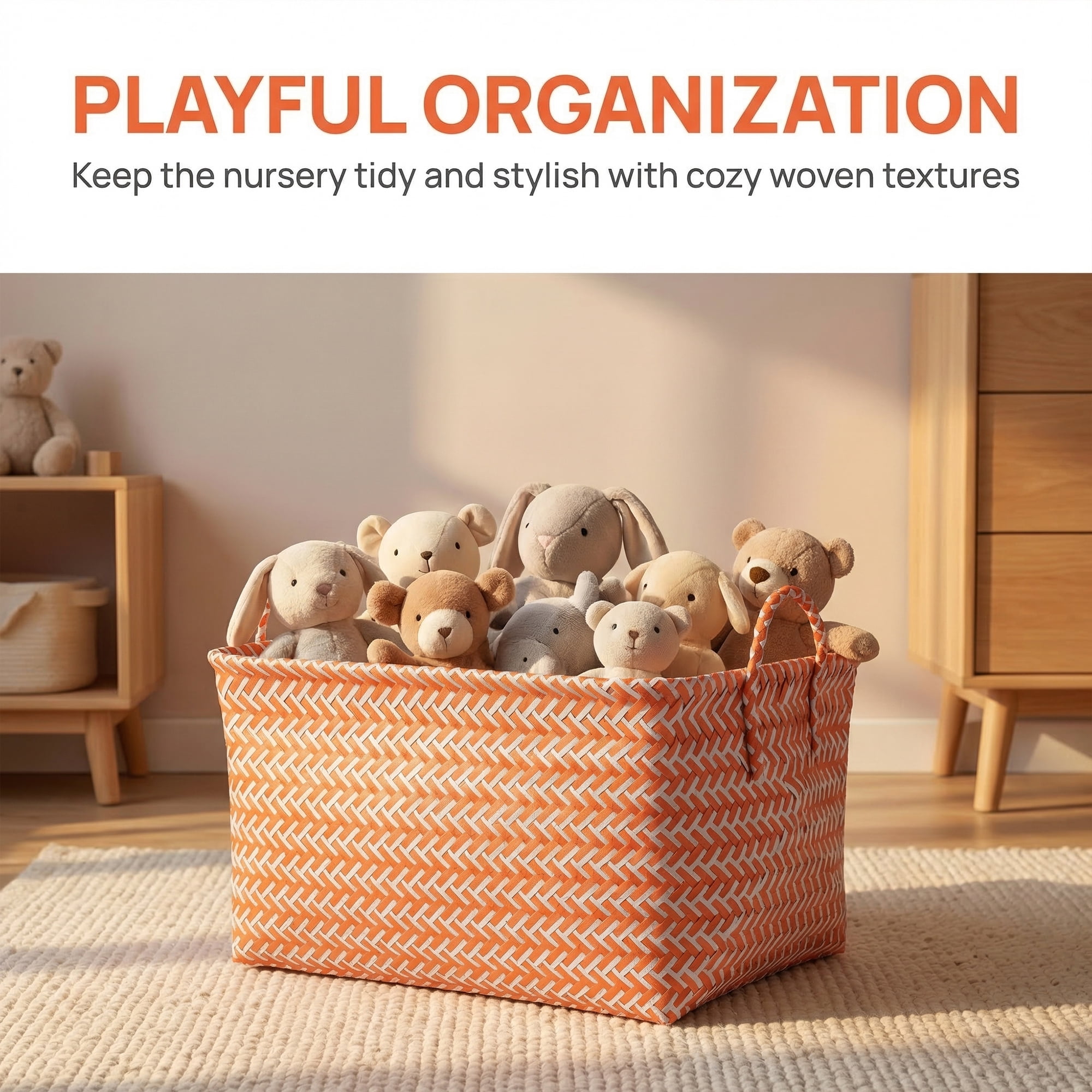 Unique Bargains Wicker Shelf Closet Storage Bin for Blankets Pink 17.7" x 13.8" x 9.8"