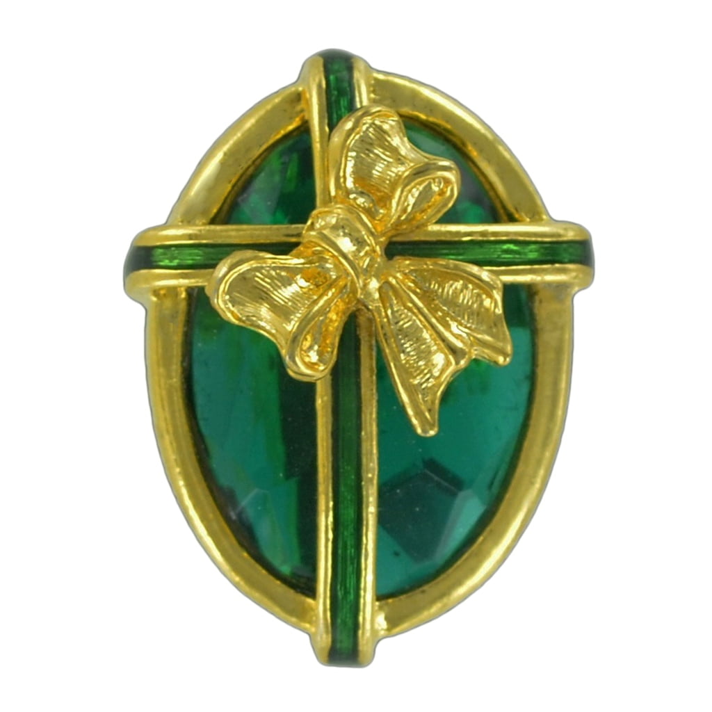 St Patricks Day Faux Emerald Green Jewel Oval Gift Pin Brooch by