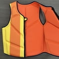 thumbnail image 5 of XIAOCHA Women Life Jacket For Water Sports High Visibility Orange & Yellow Striped Zippered Safety Vest Quick Drying Buoyant Flotation Gear, 5 of 7