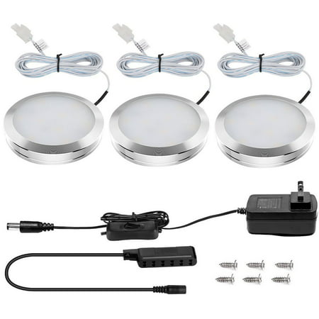 3-pack LED Under Cabinet Lighting Lamp Kit, 12 LED chips, Under counter lights, 6000K Daylight White, Kitchen Lighting, LED Closet