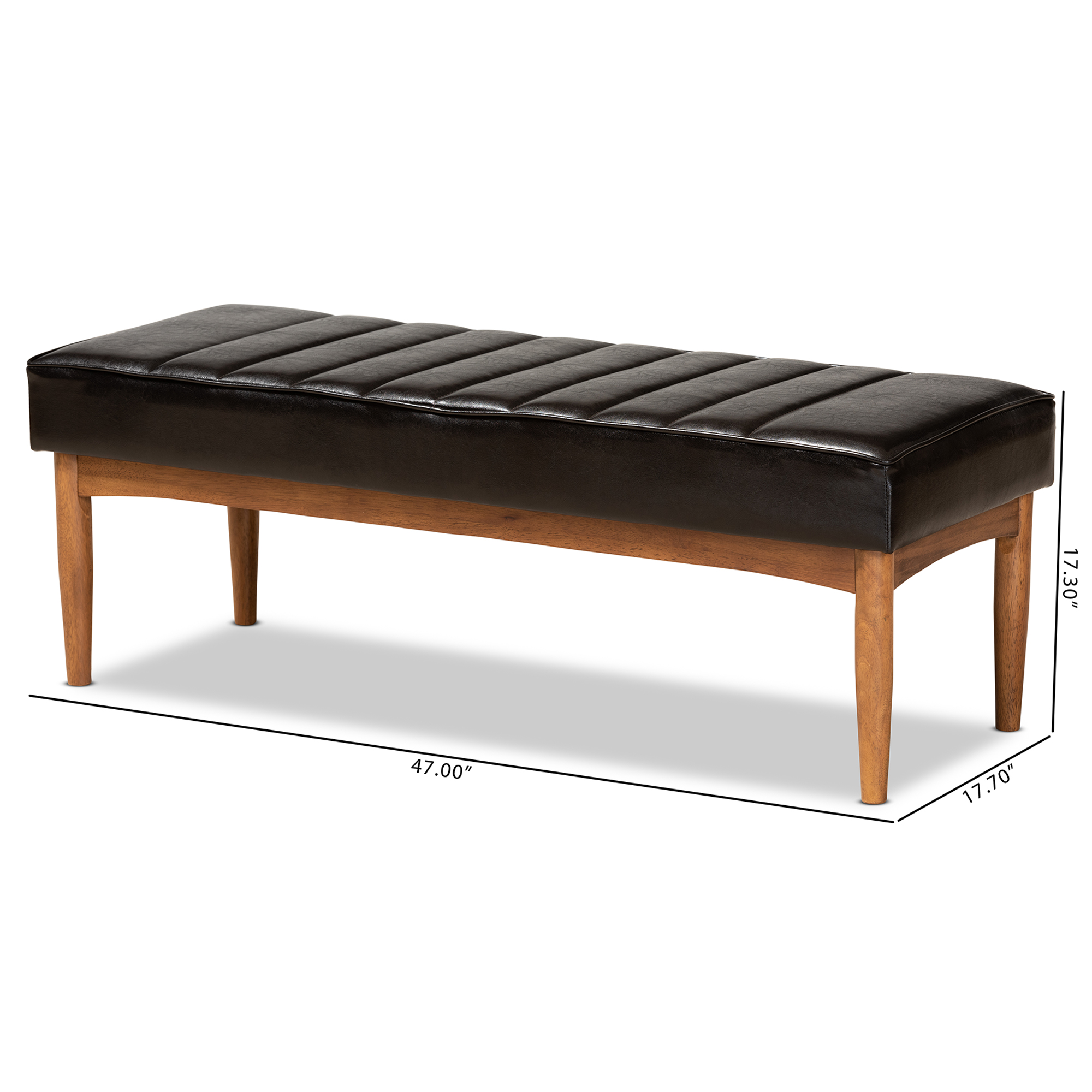Baxton Studio Daymond Upholstered & Tufted Bench, Dark Brown