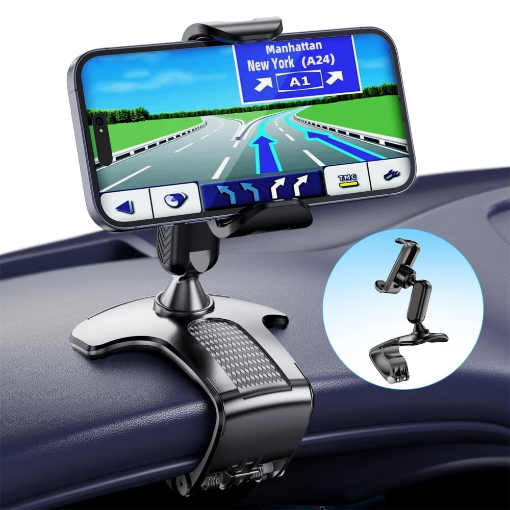 360° Rotating Car Phone Holder - 4-Claw Dashboard/Vent Mount, ABS & Silicone, Universal For Phones Up To 7"