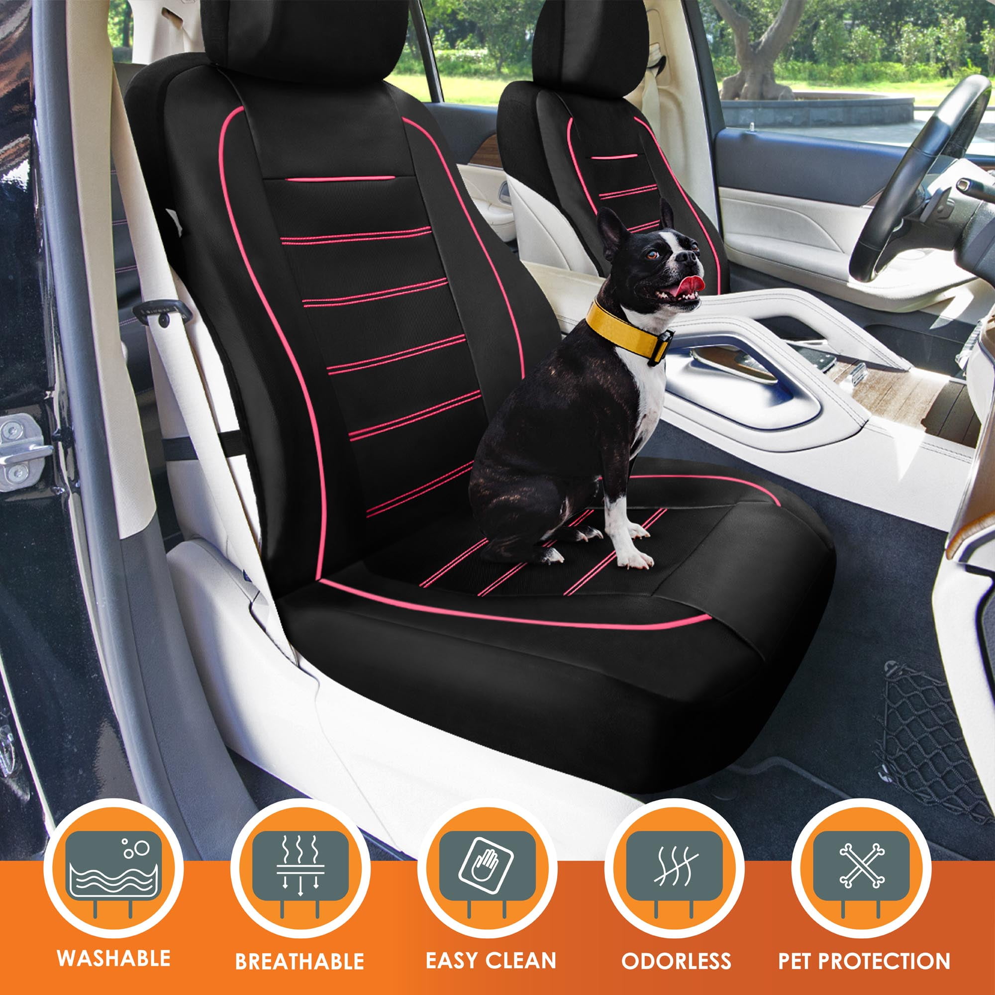 Universal Fit Car Seat Cover – Full Set of Automotive Car Seat Covers, Premier Leatherette Seat Covers, Water-resistant Seat Protector for Cars, Trucks, SUVs and Vans