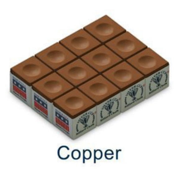 One Dozen COPPER Silver Cup Pool Cue Chalk