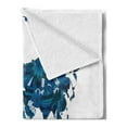 thumbnail image 2 of Floral World Map Soft Flannel Fleece Blanket, Flourish Map in Blue Tones Earth Continents with Ornate Eco Plants, Cozy Plush for Indoor and Outdoor Use, 50" x 70", Dark Violet Blue, by Ambesonne, 2 of 5