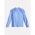thumbnail image 6 of Scenario Women's and Women's Plus Ruffle Shoulder Top with Long Sleeves, Size XS-4X, 6 of 8