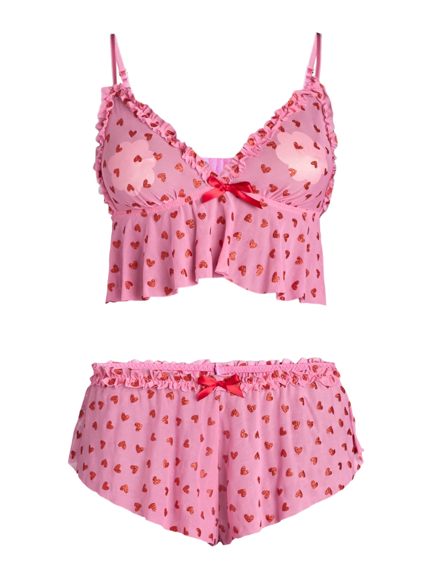 Just Sexy Lingerie Women’s Glitter Printed Cropped Cami and Shorts Set, 2-Piece, Sizes S-XL