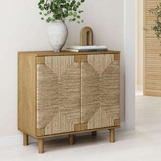 Nathan James Kova Natural Cane Rattan Doors Accent Cabinet with