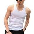 thumbnail image 2 of Men O-neck Sleeveless Tank Tops Solid Color Slim Fit Fitness Gym Workout Undershirt Bodybuilding Running Vest -XL,White, 2 of 8