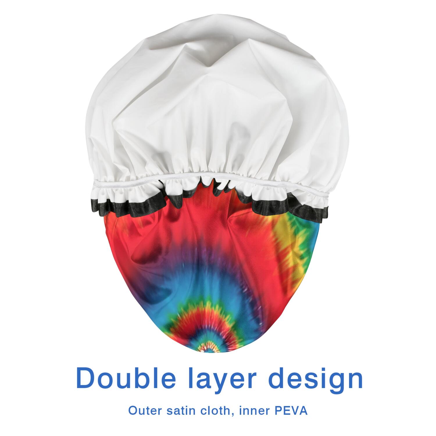 Shower Caps,Colorful Tie Dye Pattern Waterproof Shower Cap for Women 4 Pieces,Double Reusable Hair Cover for Shower PEVA Elastic Stretch Hem