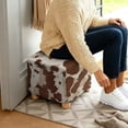 thumbnail image 3 of TSOVTHRID Brown Cow Pattern Square Ottoman Cover Stretch Washable Breathable Folding Storage Stool Furniture Protector Soft Square Slipcover with Elastic Bottom, 3 of 7
