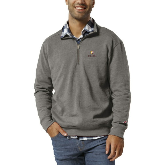 Men's League Collegiate Wear Heather Maroon Elon Phoenix Heritage Tri-Blend Quarter-Zip Pullover Sweatshirt