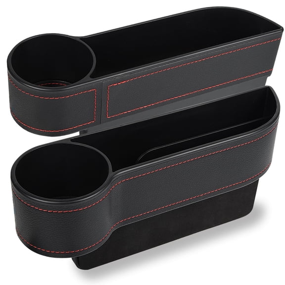 2 Pack Car Seat Gap Filler Organizer,Automotive Front Seat Storage with Cup Holder,Auto Console Side Extra Storage Boxes - Passenger & Driver Side