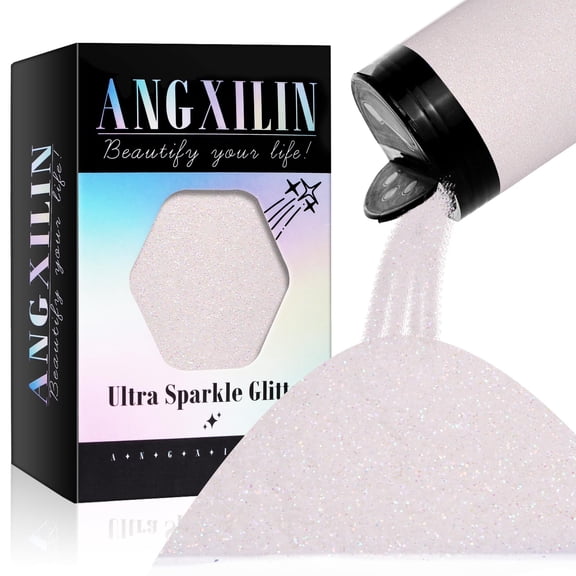 ANGXILIN 260g Iridescent Fine Glitter Shaker Bottle IRI Mix White Epoxy Resin