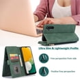 thumbnail image 2 of Compatible with Samsung Galaxy A13 5G Wallet Case Tempered Glass Screen Protector Zipper Leather Flip Cover Card Holder Stand Cell Accessories Phone Cases for Glaxay A 13 Gaxaly 13A Women Men Green, 2 of 7