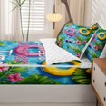 thumbnail image 5 of Manfei Cute Flower Zipper Twin Comforter Sets with Fitted Sheet and 2 Pillowcases,Summer Swim Ring Zipper Bedding Set,Pink Blue,Reversible,4pcs, 5 of 8