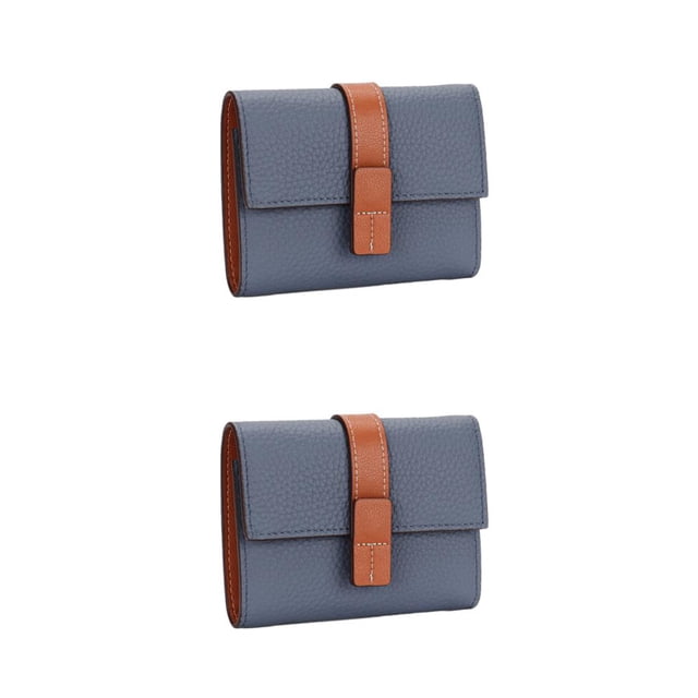 Monedero de cuero Minnieouse para mujer Trifold Zipper Hasp Elegante tarjetero Compartimento para efectivo billetera Azul 2piezas