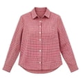 thumbnail image 5 of Plaid Button Down Shirts for Women Helii Loose Fit Tunic Blouse Classic Business Casual Top Collared Office Work Shirt for Fall Winter Layering 2026 New | Red,L, 5 of 6