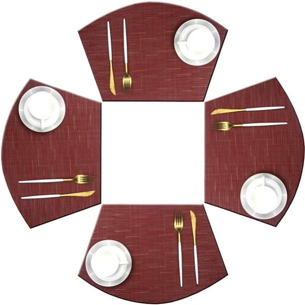 Wedge Placemats For Round Table Woven Vinyl Non Slip Plastic Mats Set Of 4(redï¼ Com Wedge Placemats For Round Table Woven, Wedge Placemats For Round Patio Table