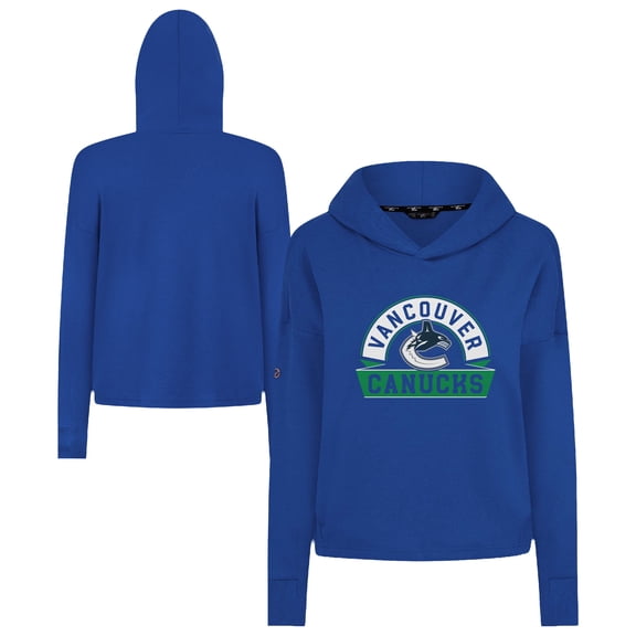 Women's Levelwear  Royal Vancouver Canucks Sweet Banner Arch Tri-Blend Cropped Pullover Hoodie