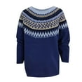 thumbnail image 3 of Oversized Sweaters for Women Fashion Printed Fair Isle Crew neck Sweater Loose Comfortable Fall Winter Long Sleeve Pullovers Top Multicolor Blue L, 3 of 3