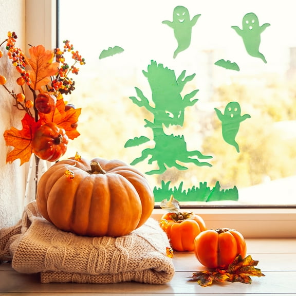Northlight 7-Piece Glow in the Dark Evil Tree and Ghosts Halloween Gel Window Clings