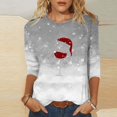 thumbnail image 2 of fheaev Ugly Christmas Sweatshirts for Women Funny Xmas Printed Wine Glass Printed Crewneck Christmas Sweaters 3/4 Sleeves Party Holiday Pullover Shirt Blouse Top, 2 of 4