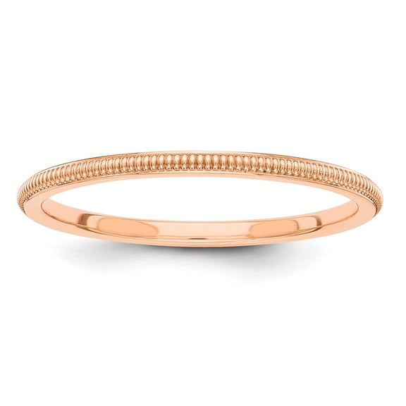 Diamond2Deal 14k Rose Gold 1.5mm Milgrain Stackable Band Ring for Women Size 5.5