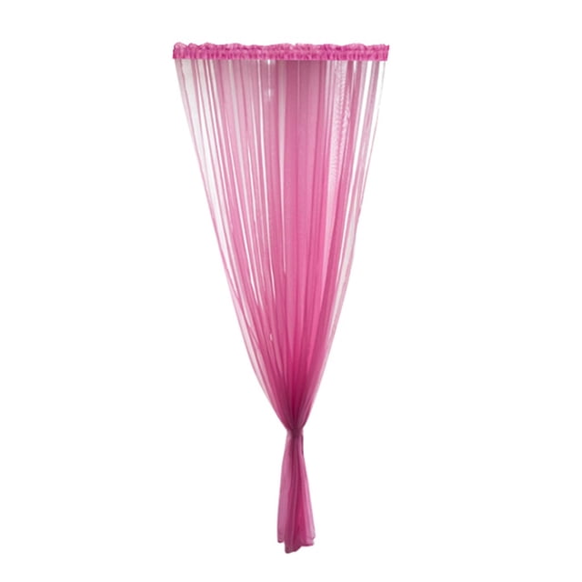 QIDESHIP Rideau Trinitrine Coloré, Panneau Unique, Style Tringle, 200X100Cm H X L, Fuchsia, Rideaux en Polyester Polyester, 1X un Rideau, Rideau Transparent Feuilles Tulle Voile de Fenêtre Drapé Cantonnière 1