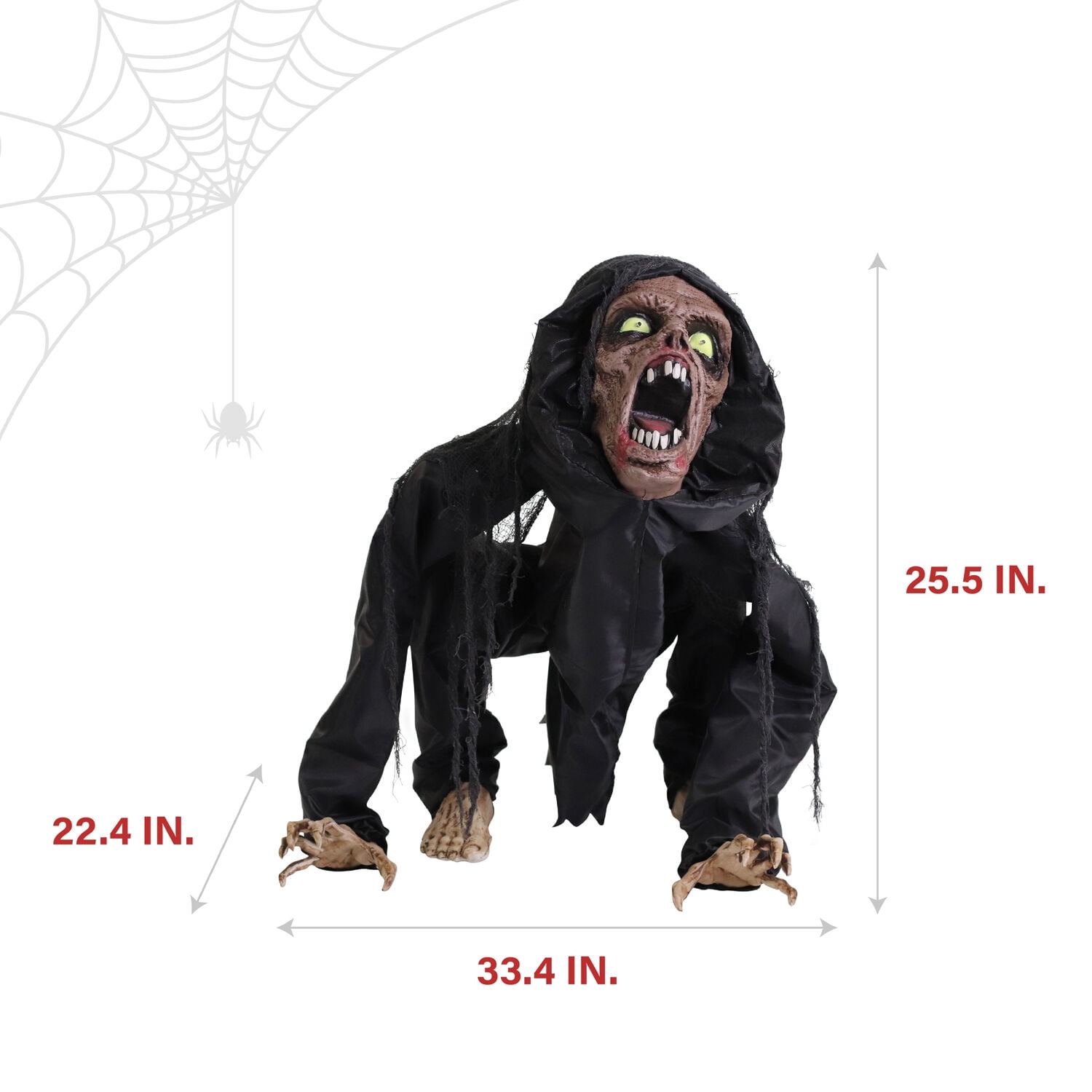 Haunted Hill Farm 3.7 ft Zombie Dog Halloween Animatronic with Lights and Sound, Outdoor Decor, HHDOG-1FLSA