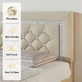 thumbnail image 2 of 4 EVER WINNER King Bed Frame, Upholstered Platform Bed Frame with Headboard and Footboard, Diamond Headboard and Footboard Design, Beige, 2 of 7
