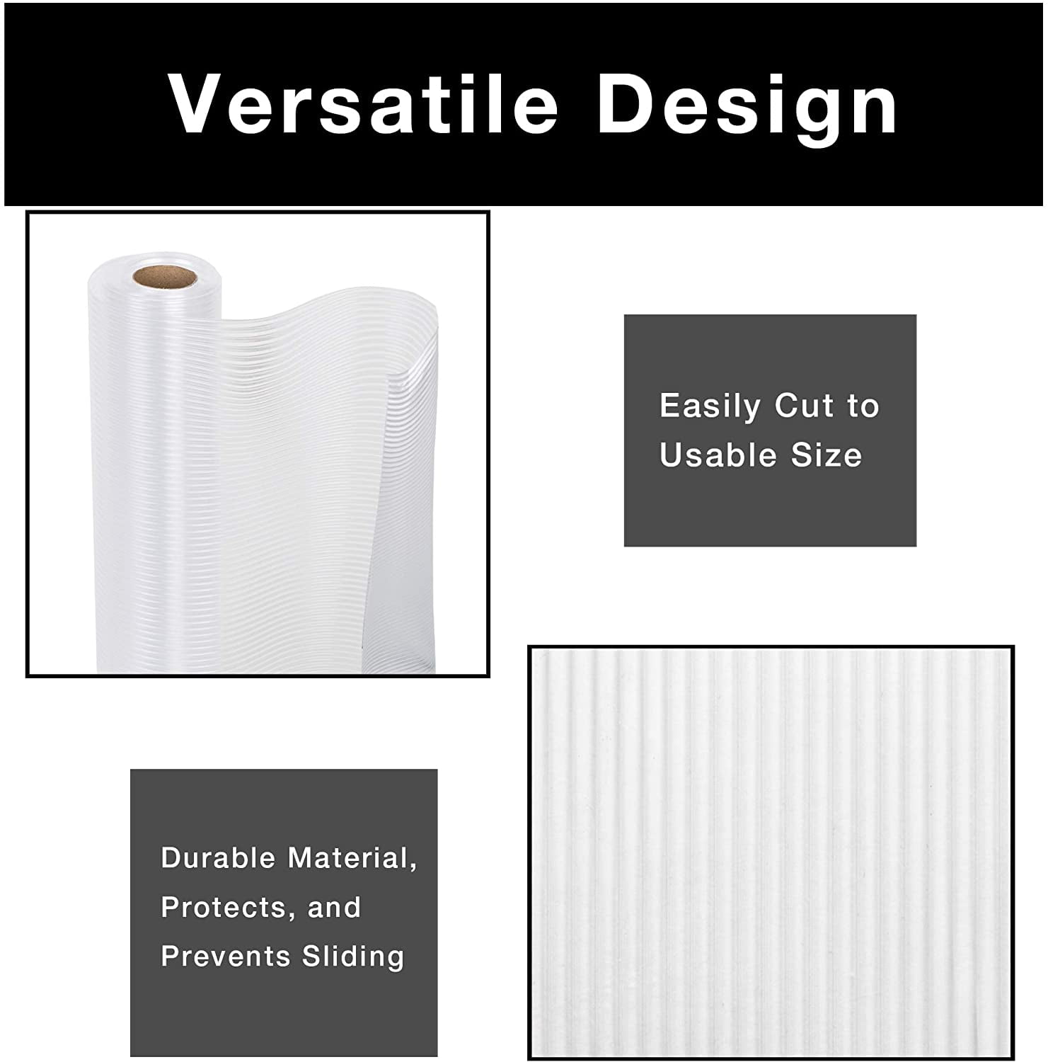 Smart Design Wire Rack Shelf Liner - Ribbed Grip - 12 Inch x 6 Feet - NSF Certified - For Steel Metal Shelves - Home Garage and Kitchen - White