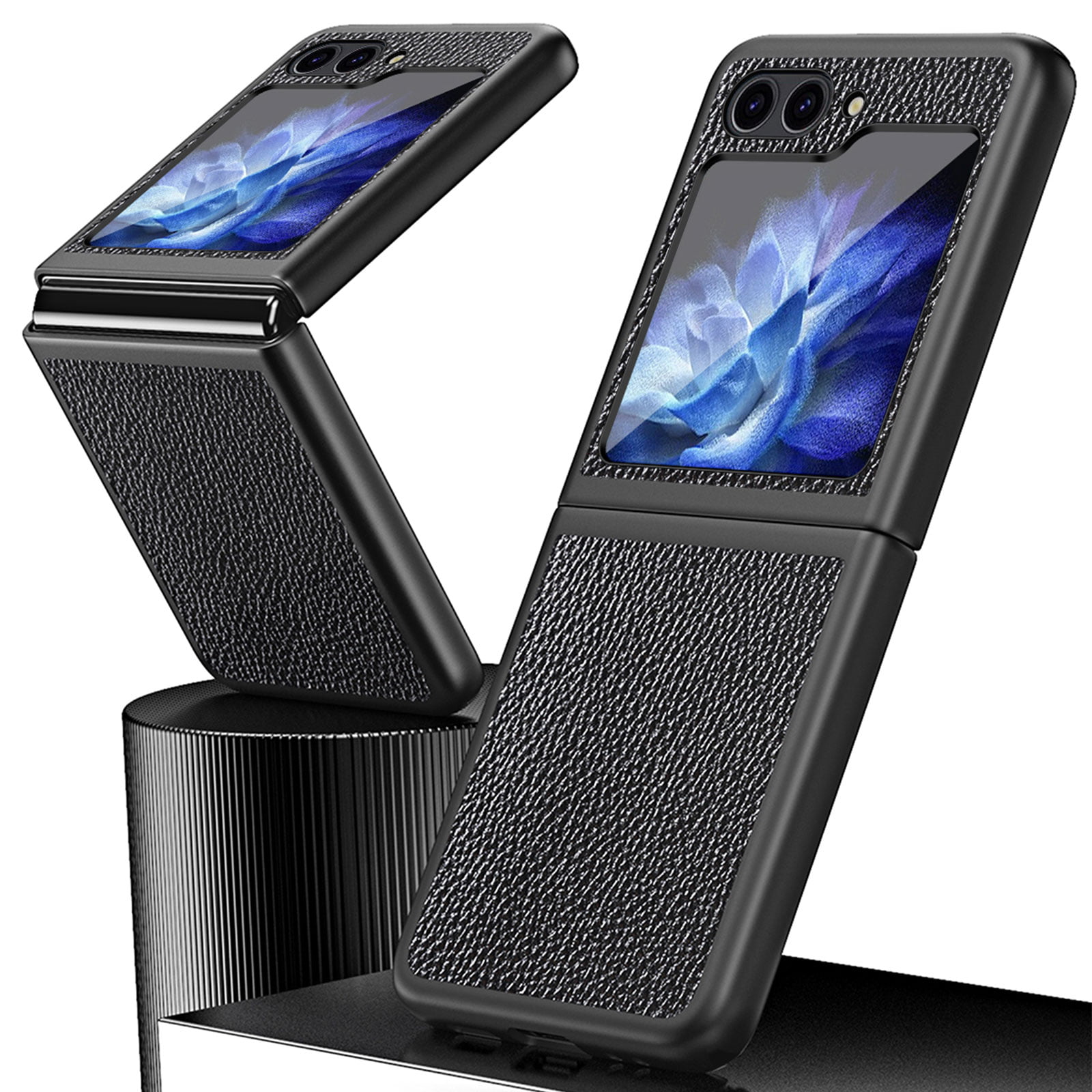 For Samsung Galaxy Z Flip 5/4/3 Shockproof Leather Hybrid Solid Plaid Slim  Case