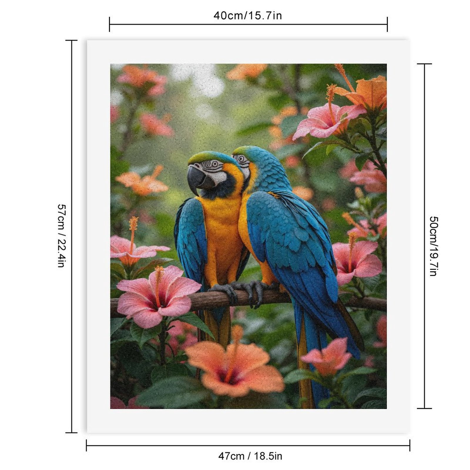 Paint by Numbers Kit for Adults, Colorful Parrots Among Lush Blossoms Paint by Numbers, Easy Paint by Numbers Kit for Adults Beginner, DIY Adult Paint by Number Kits on Canvas, 12x16in Home Decor