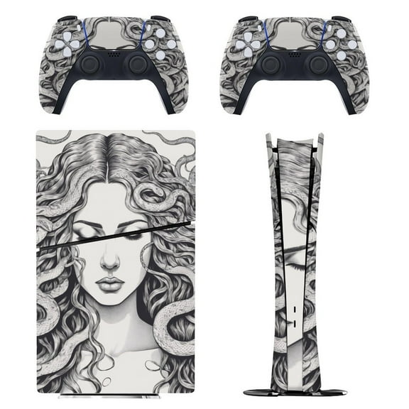 Serpent-Haired Medusa Console Skin Bundle for PS5 Pro Slim Disc & Digital / PS4 – Full Wrap   Dual Controller Flair