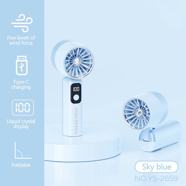 High Speed Handheld Fan With Digital Display USB Rechargeable Portable Mini Fan Quiet Fan For Student Office Travel Outdoor Use