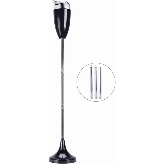 Adjustable Ashtray, Smokeless Odorless Indoor Outdoor Floor Standing Ash Tray with Lid for Home Patio Cigarettes Ash Butt Disposal, Windproof Balcony Ashtray in 20", 27.5", 35" Heights, Black