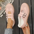 thumbnail image 3 of EKVAHL Women's Double Strap Retro Flats Cute Buckle Decor Loafers Comfort Slip On Sneakers Lightweight Casual Work Shoes Pink, 3 of 4