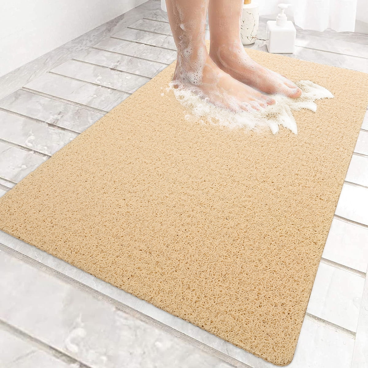 Lochas NonSlip Bath Mat Bathroom Rugs Quick Drying Drain Loofah Multifunctional Bathmat for
