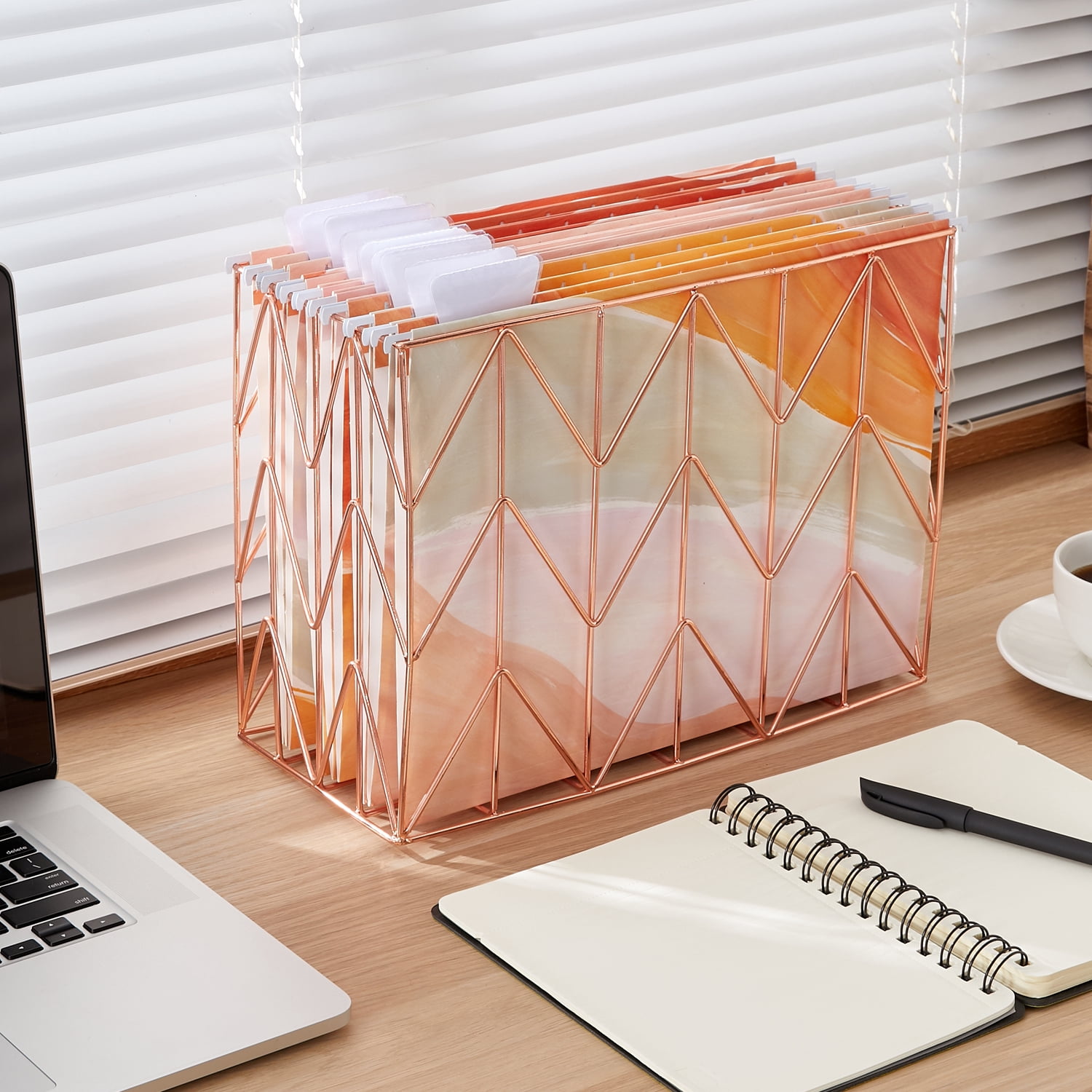 Y YOMA Marble Cute Letter Size Decorative Hanging File Folders, Orange Marble, 9 Pack