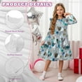thumbnail image 5 of FKELYI Girls Crew Neck Dress A-Line Tiered Swing Dress Grunge Geometric Print Ruffle Long Sleeve Fall Sundress Midi Playwear for Party Birthday, 13-14 Y, 5 of 6
