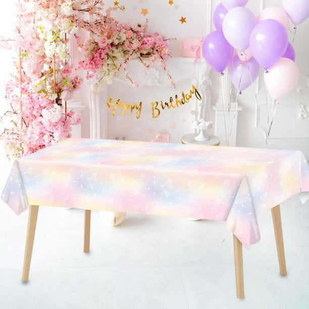 Mantel arcoiris,Manteles Desechables Mantel Arco Iris Pastel,Mantel para mesa de comedor para fiesta de boda,Decoración del mantel del banquete de la cocina del partido,Cubierta de mesa de