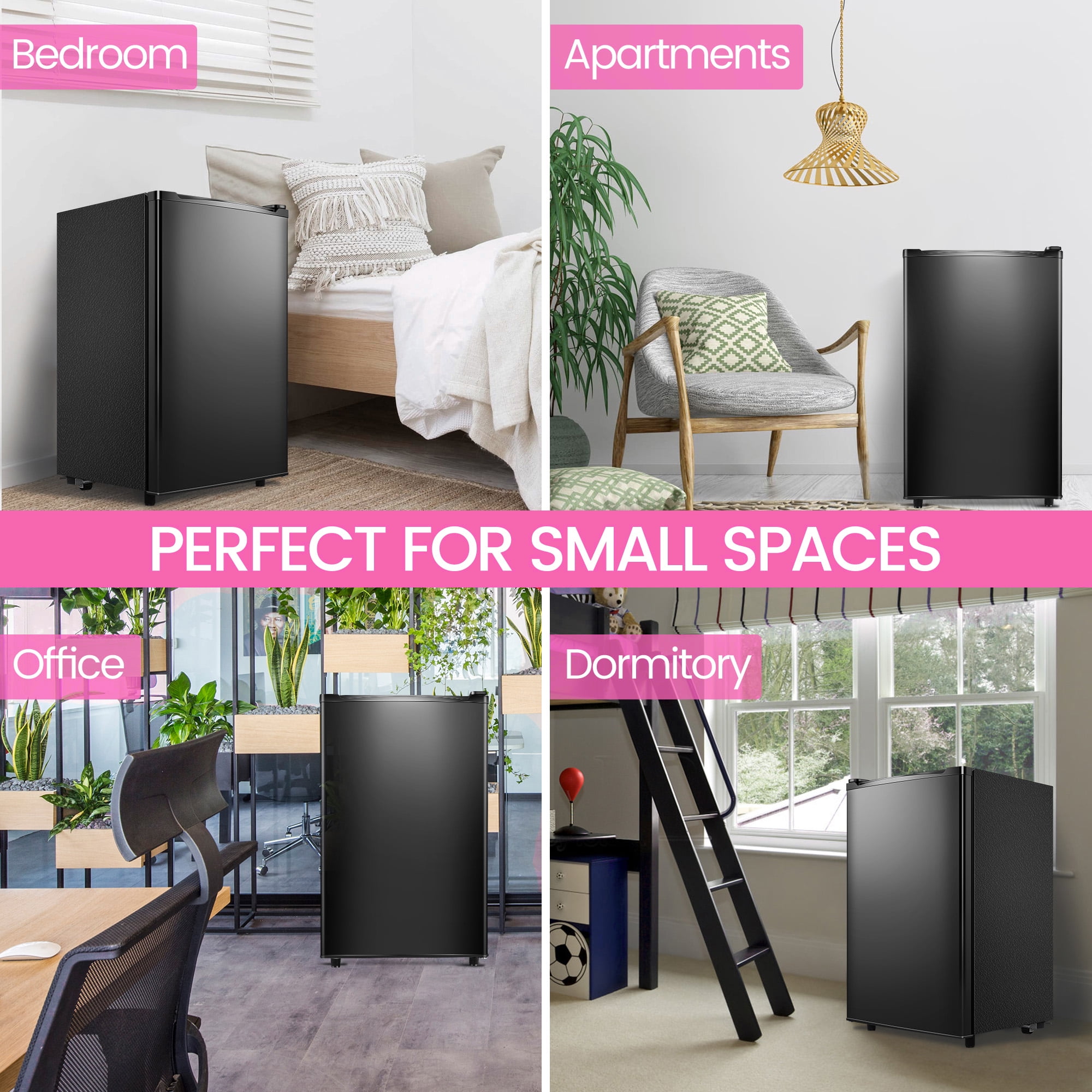 WANAI 3.2 Cu ft Single Door Mini Fridge, Black